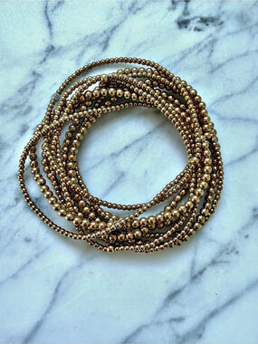 Karen Lazar Gold & Diamond Pave Ball Beaded Bracelet stack